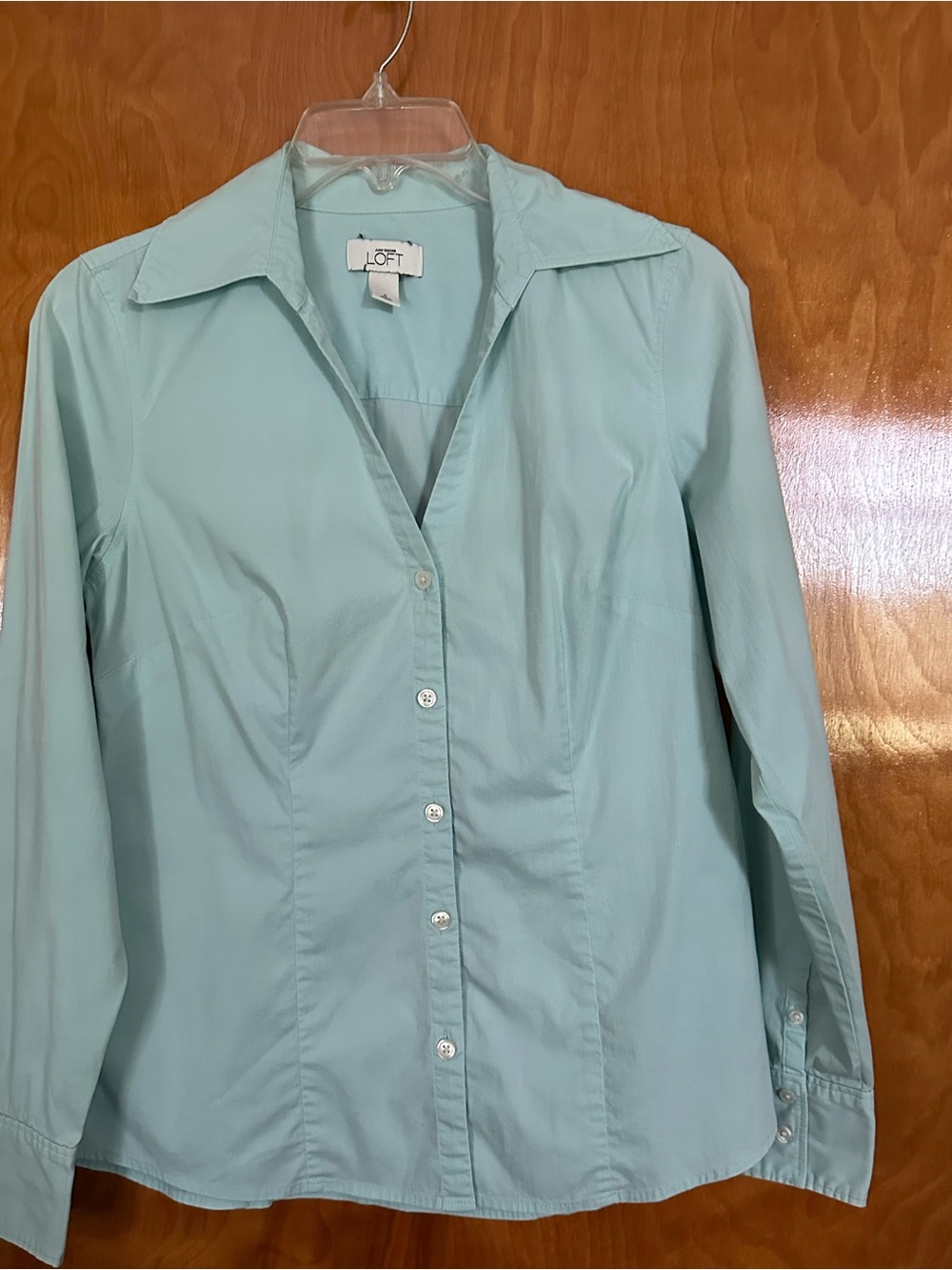 LOFT Light Mint Green Button-Down Shirt